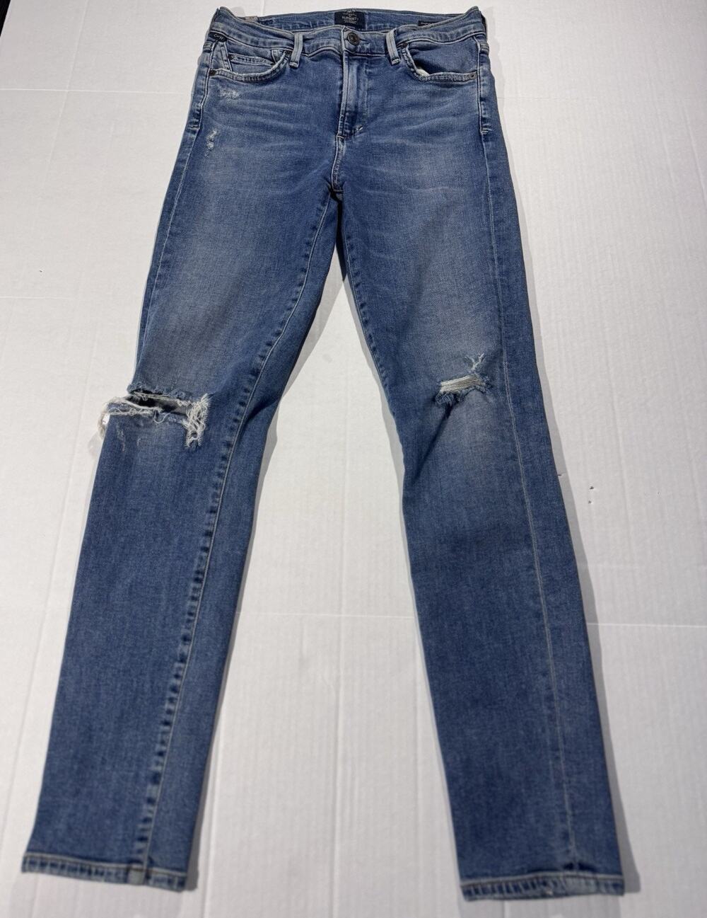 Citizens of Humanity Women’s High Rise Skinny Jeans Blue Medium Wash Distressed